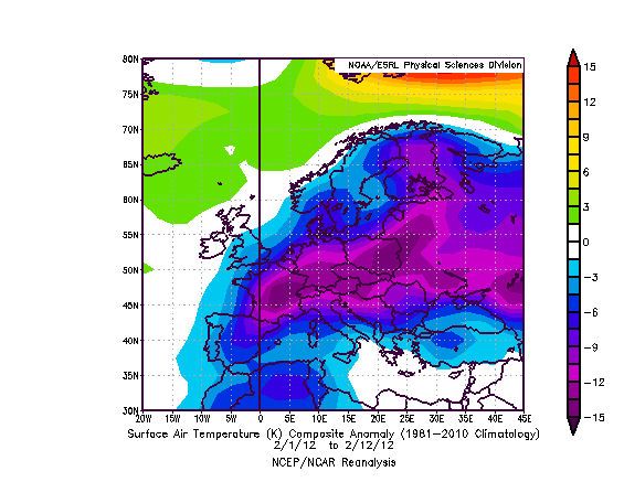 Figura 2. Distribución de las anomalías térmicas del 1 al 12 enero Figura 2. Distribución de las anomalías térmicas del 1 al 12 enero