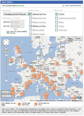 Página de records meteorológicos de Wunderground