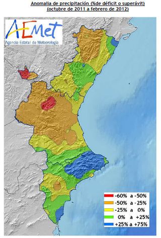 Avances climatológicos mensuales por Comunidades Autónomas para febrero 2012