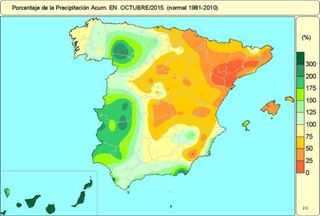 Octubre 2015, algo cálido y normal en precipitaciones