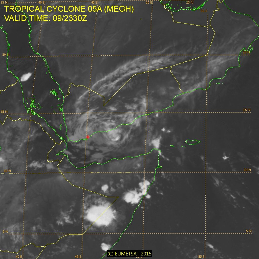 Imagen IR de Megh del 09 de noviembre de 2015 a las 23:30 UT