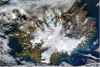Las ganancias en la capa de hielo de Hofsjökull, Islandia