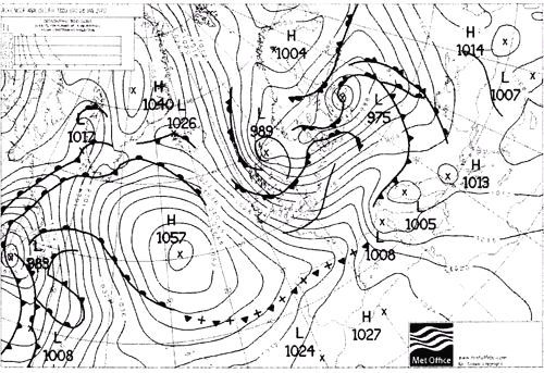 Figura 15. Intenso anticiclón en el Atlántico Norte Figura 15. Intenso anticiclón en el Atlántico Norte mostrado con el mapa de superficie del 28 de enero de 2003. Cortesía de Stephen Burt.