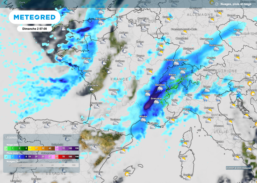 Pluies orageuses parfois marquées en cours de matinée dans le sud-est. Pluies orageuses parfois marquées en cours de matinée dans le sud-est.