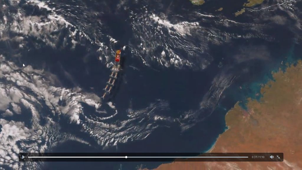 Imagen MODIS de alta resolución en en canal visible tomada a primeras horas de hoy con la rara figura entre las nubes.