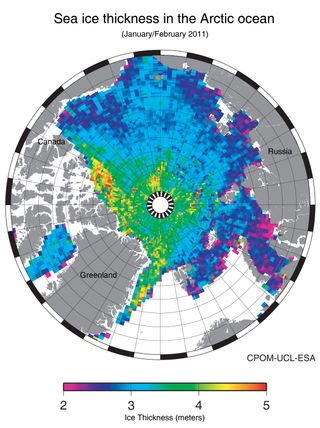 Espesor del hielo Ártico estimado por satélite