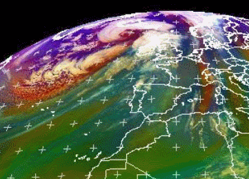 Secuencia de imágenes "masas de aire" desde el 29 de diciembre a las 20 UTC hasta 30 de diciembre al mediodía.