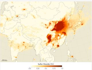 Menos dióxido de azufre sobre China, más sobre India