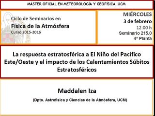 La respuesta estratosférica a El Niño del Pacífico Este/Oeste y el impacto de los Calentamientos Súbitos Estratosféricos