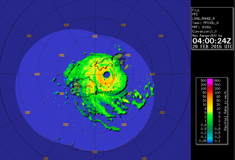 Secuencia radar del 20 de febrero de 2016 entre 03:40 y 06:20 UTC