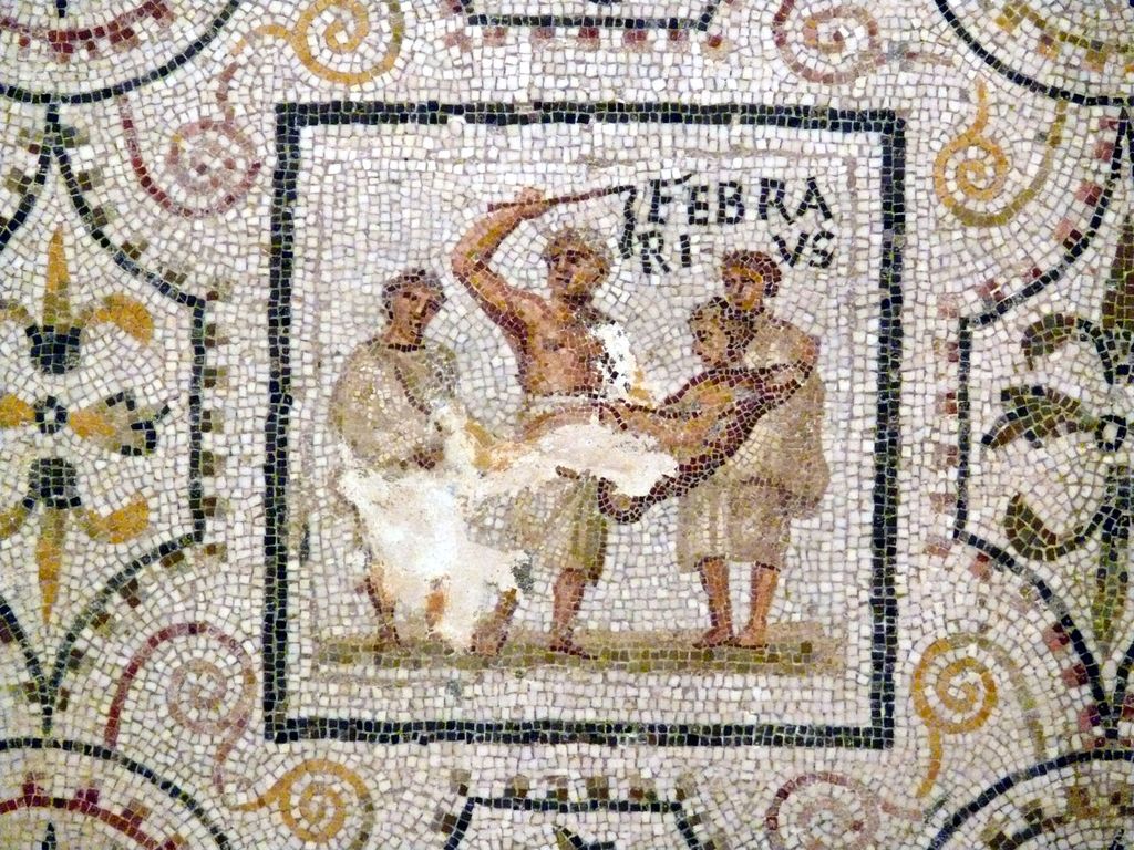 Mosaico romano del mes de febrero.