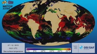 La temperatura superficial del mar desde el espacio