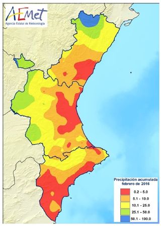 Febrero de 2016: muy cálido y muy seco en la Comunidad Valenciana