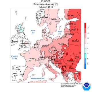 Un febrero muy cálido en Eurasia