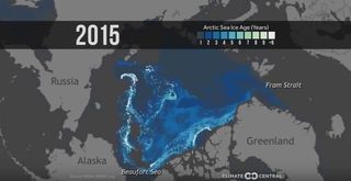 Evolución del hielo ártico en 26 años