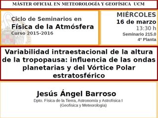 Variabilidad intraestacional de la altura de la tropopausa: influencia de las ondas planetarias y del Vórtice Polar estratosférico