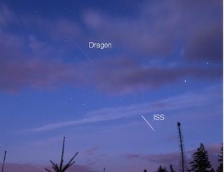 La nave Dragon atrapa a la ISS en el cielo