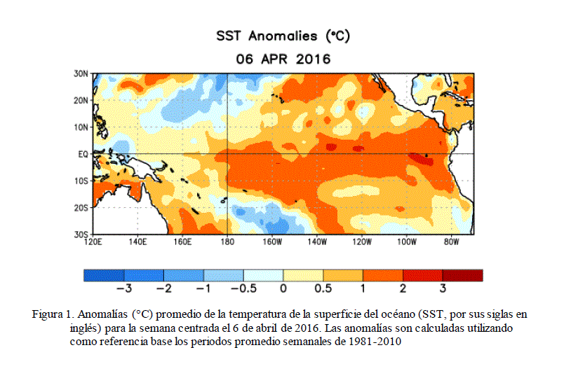 Una transición a ENSO-neutral tarde en la primavera o temprano en el verano 2016 del Hemisferio Norte es bien probable