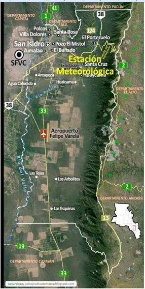 Figura 1 – Ubicación geográfica de la estación meteorológica en Santa Cruz, depto Valle Viejo (Catamarca). Fuente: naturalezaypaisajesdecatamarca.blogspot.com