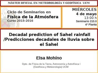 Predicciones decadales de lluvia sobre el Sahel