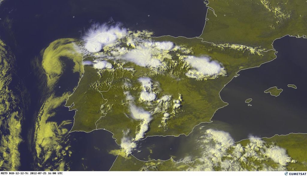 Ídem que la anterior pero usando canales visibles para el realce. Fuente: EUMETSAT