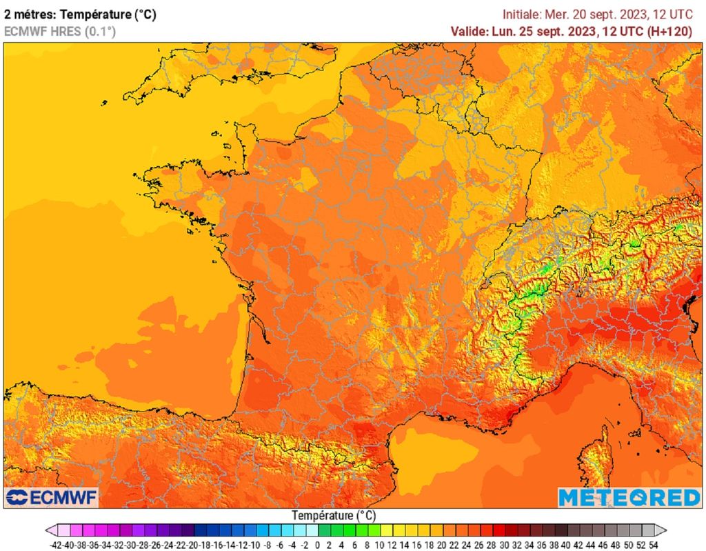 Lundi prochain, les maximales s'établiront le plus souvent entre 20 et 30°C du nord au sud ! Lundi prochain, les maximales s'établiront le plus souvent entre 20 et 30°C du nord au sud !
