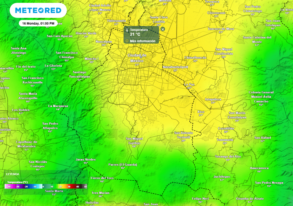 En la CDMX continuarán, los aguaceros y las tormentas que podrían generar inundaciones y fuertes corrientes de agua en vialidades. En la tarde del lunes la temperatura máxima será de 21 °C. Duran