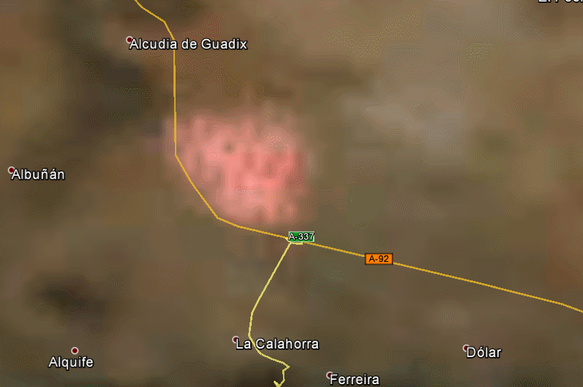 Animación formada en Google Earth de la imagen originaria del 18 de junio de 2016 de MODIS-Terra y la base geográfica de la aplicación