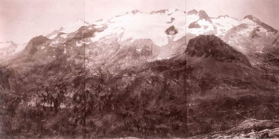 Glaciar de Maladeta (Pirineo Aragonés). Comparativa del aspecto que tenía en 1857