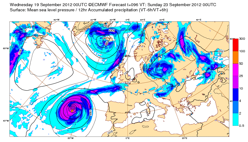 Imagen 2: Predicciones para el 23 de septiembre de 2012 a las 00 UTC.