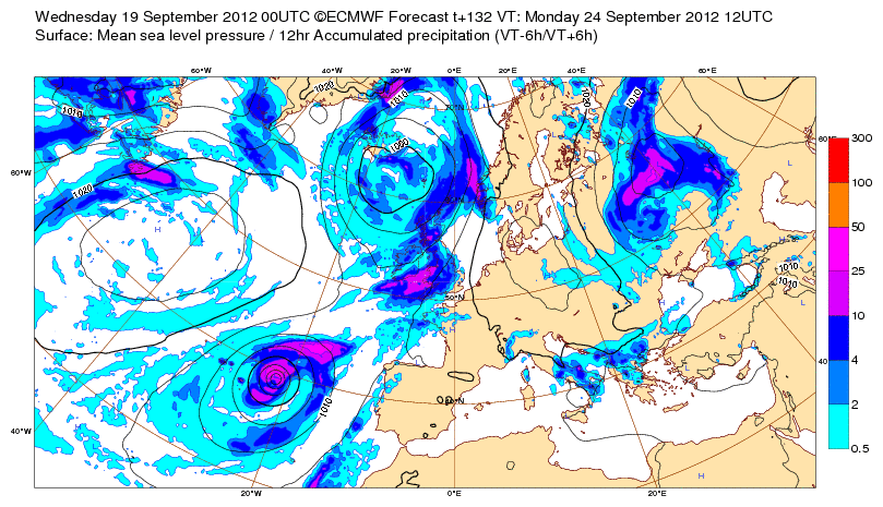 Imagen 2: Predicciones para el 24 de septiembre de 2012 a las 12 UTC.