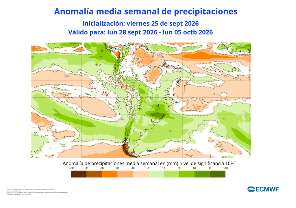 El modelo europeo muestra una señal positiva para las lluvias la próxima semana en casi todo Chile: en Santiago llegarían desde el lunes.