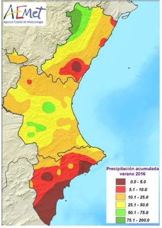 Resumen climático del verano y del año hidrológico 2015-2016 en la Comunidad Valenciana
