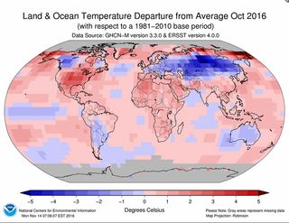 El calentamiento global continúa en octubre de 2016