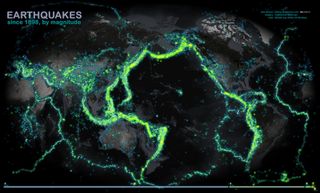 Más de 100 años de terremotos en un solo mapa global