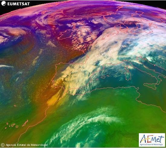 Imagen RGB de masas de aire del satélite Meteosat de las 06 UTC del 25 de diciembre de 2012