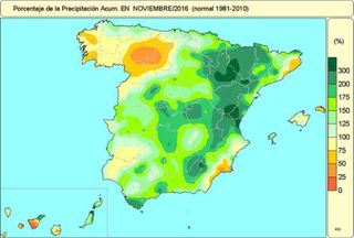 Noviembre de 2016, húmedo y normal o ligeramente frío