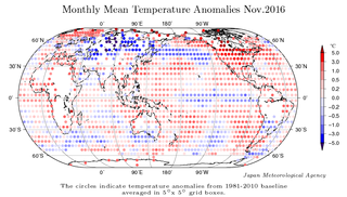 Noviembre 2016 a nivel global: cálido pero menos