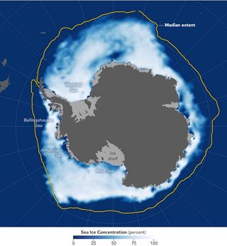 Hielo marino antártico bajo mínimo en noviembre