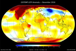 Noviembre 2016, el quinto noviembre más cálido para la NOAA y el segundo para la NASA