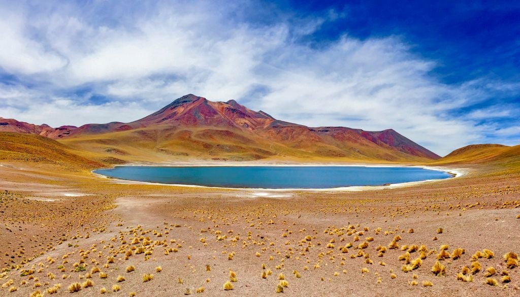 La laguna Miscanti destaca por su color azul profundo.