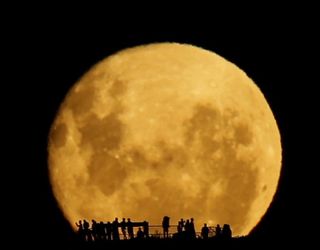 Siluetas en luna llena: vídeo