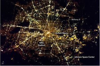 Houston en la noche, a la espera de la Super Bowl