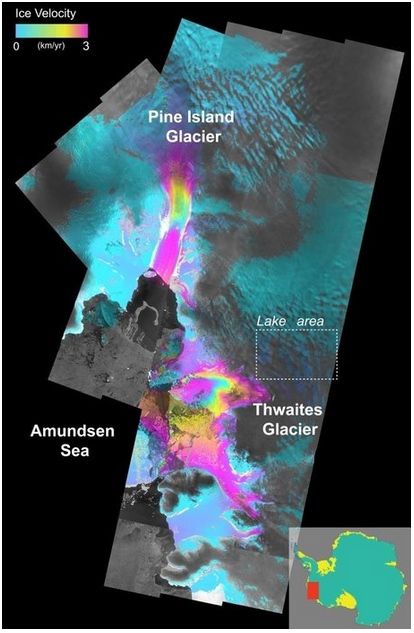Velocidad de los glaciares en la Antártida Occidental