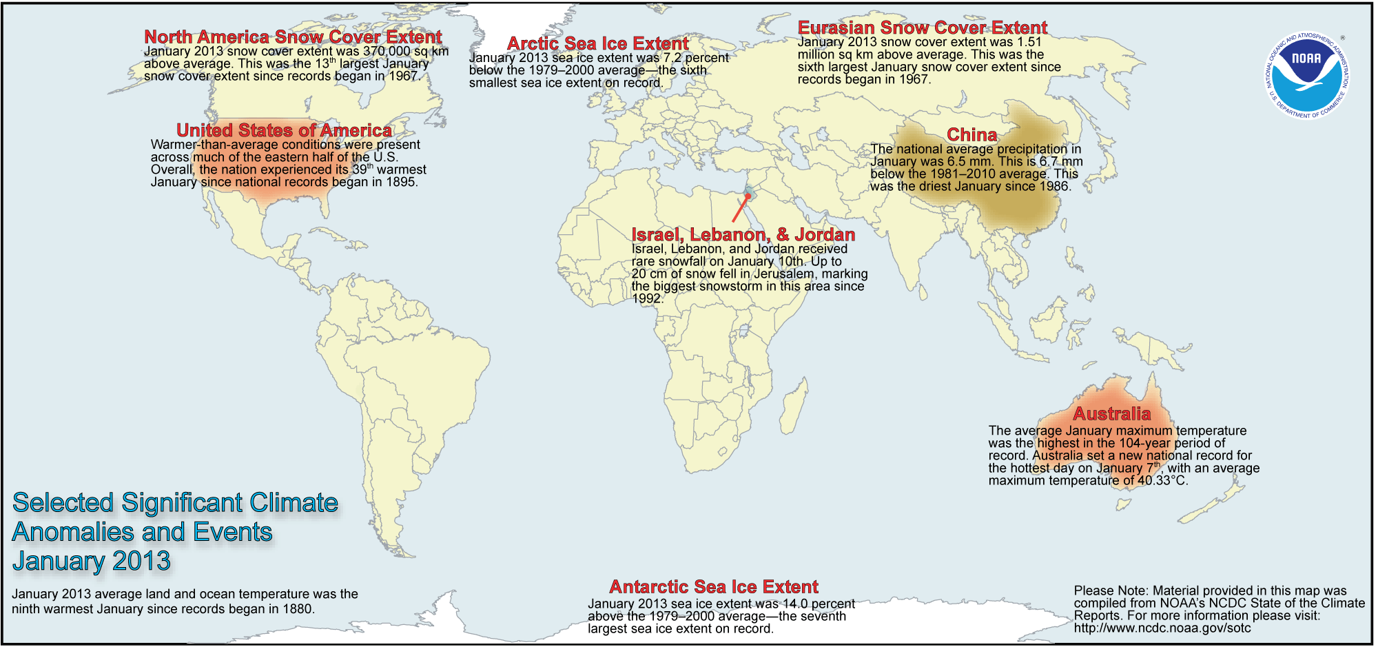 Resumen global del tiempo y el clima en enero de 2013 en un gráfico