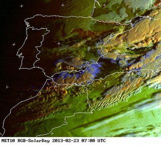 Vista de las nevedas a primeras horas del 23 de febrero de 2013