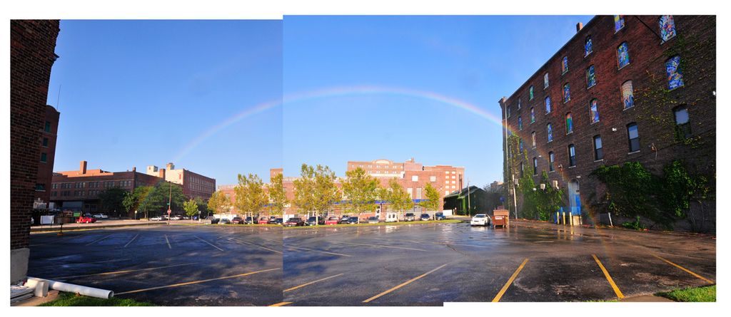 Mosaico de fotografías de uno de los arcoíris creado por el Profesor McKean.