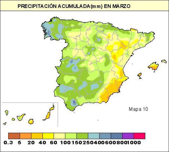 Precipitación acumulada en marzo de 2013 Precipitación acumulada en marzo de 2013