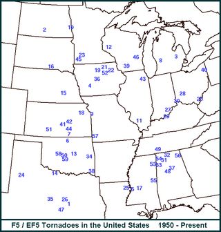 Tornados F5 y EF5 de los Estados Unidos