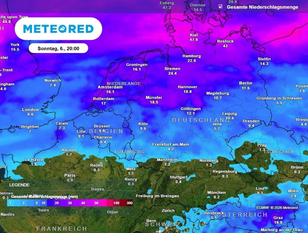 wetter, regen, dürre Es passiert schon wieder: ein wechselhafter und feuchter Norde dem ein sehr trockener und sonniger Süden gegenübersteht.